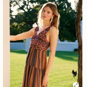 NWT Anthropologie Agave Embroidered Maxi Dress S